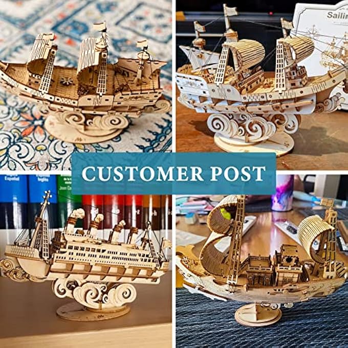 ROKR 3D WOODEN PUZZLE FOR ADULTS, FAMILY PUZZLES & WATERCRAFT SHIP ROOM DECOR, GIFTS FOR WOMEN AND MEN - FISHING SHIP - Image 3